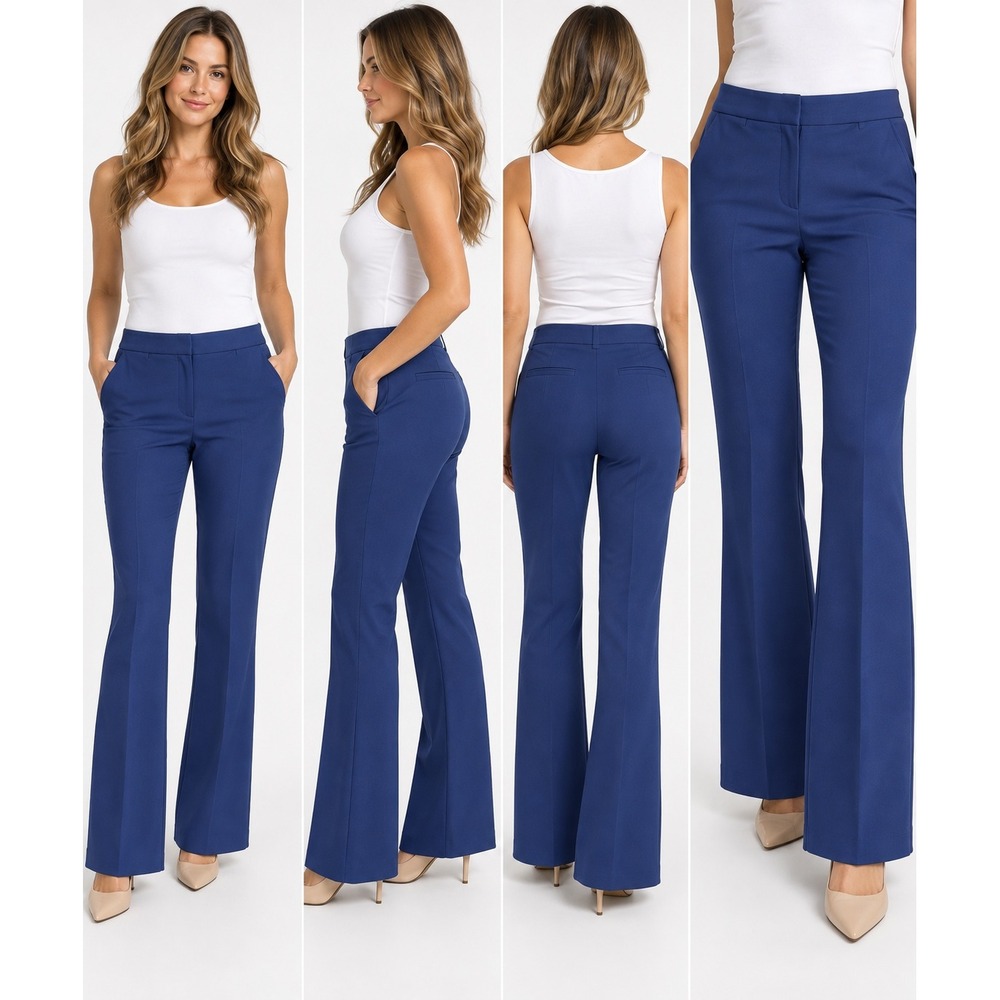 Ann Taylor The Slim Pants Women 8 Cobalt Blue Bootcut Flare Stretch Trousers